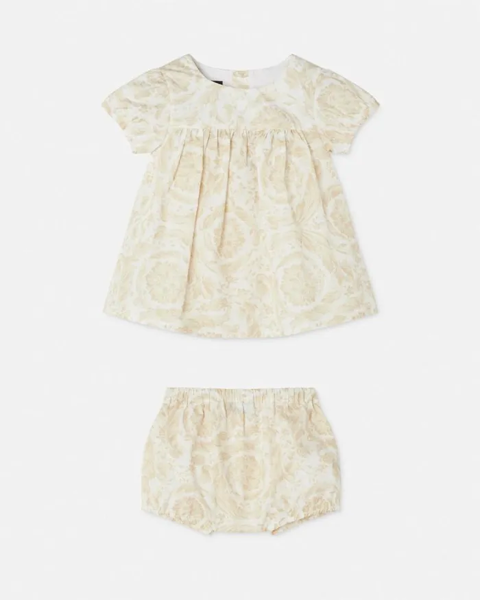 Barocco Baby Dress Set Beigeprint Children Versace Clothing