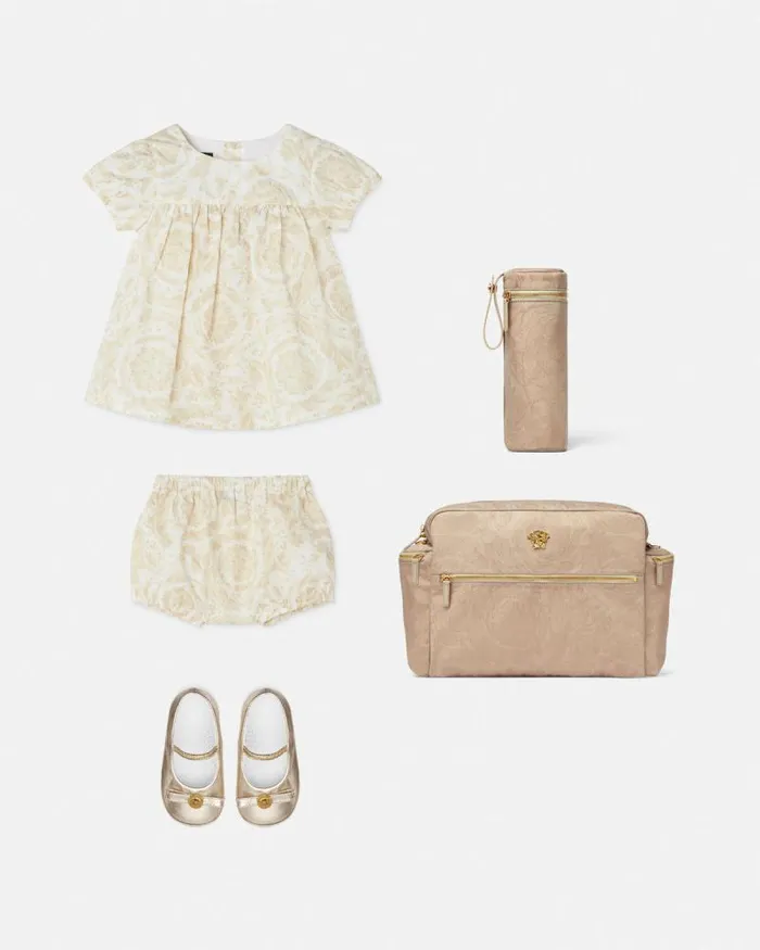 Barocco Baby Dress Set Beigeprint Children Versace Clothing