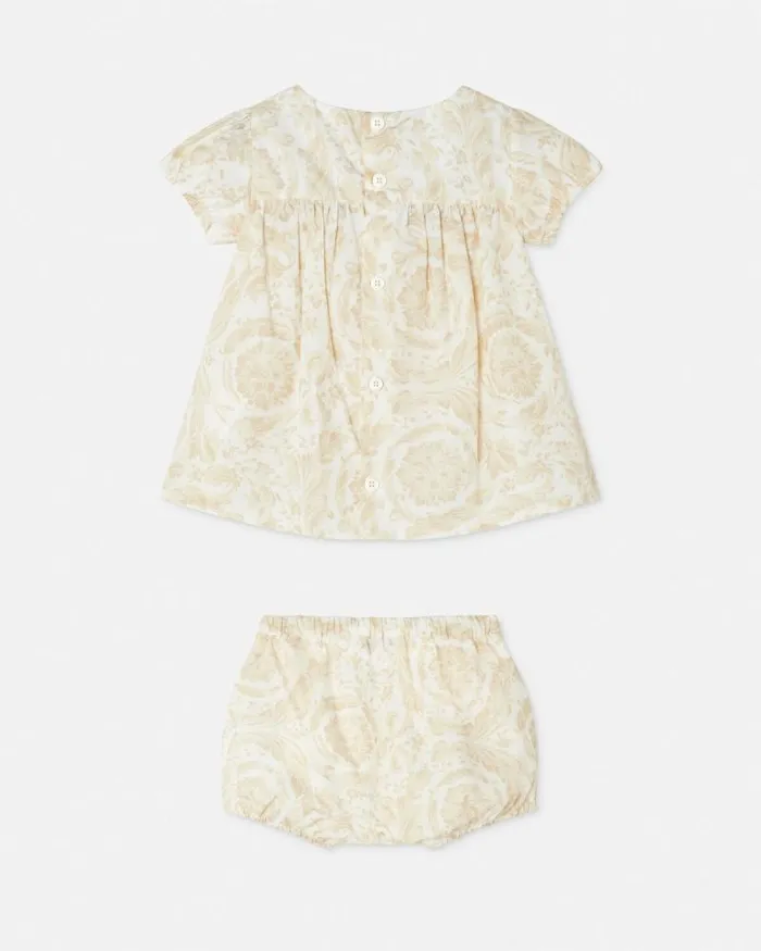 Barocco Baby Dress Set Beigeprint Children Versace Clothing
