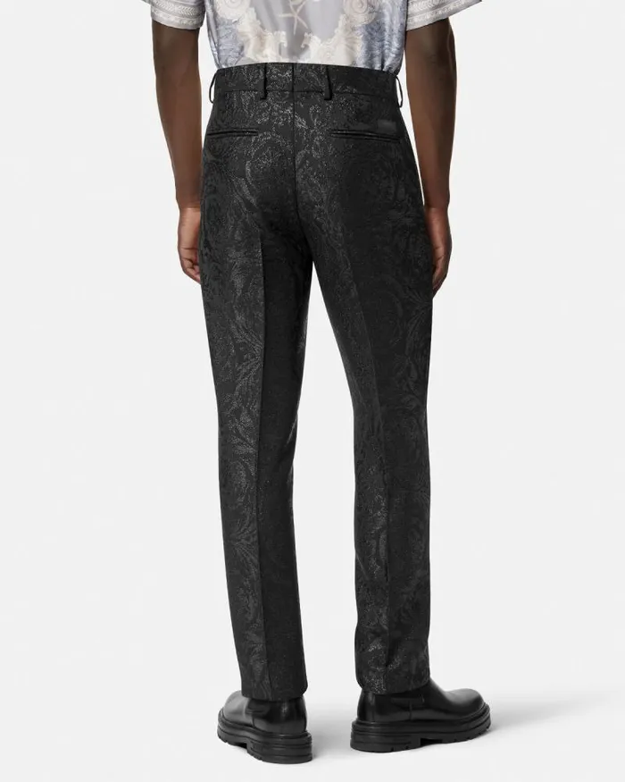 Barocco Jacquard Formal Pants Black Men Versace Blazers and Suits