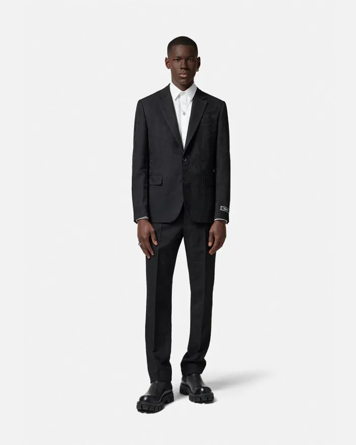 Barocco Jacquard SingleBreasted Blazer Black Men Versace Blazers and Suits