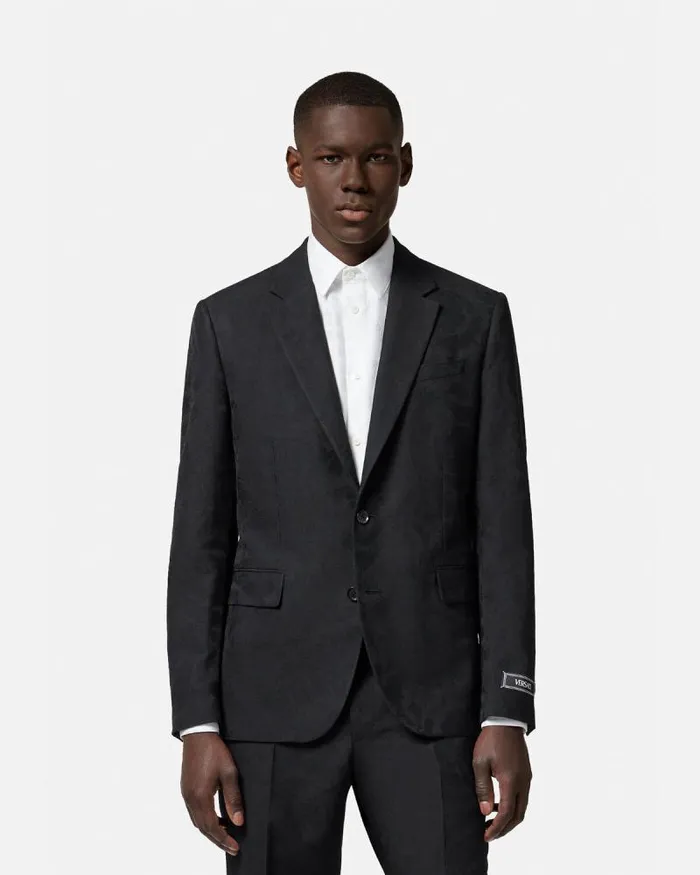 Barocco Jacquard SingleBreasted Blazer Black Men Versace Blazers and Suits
