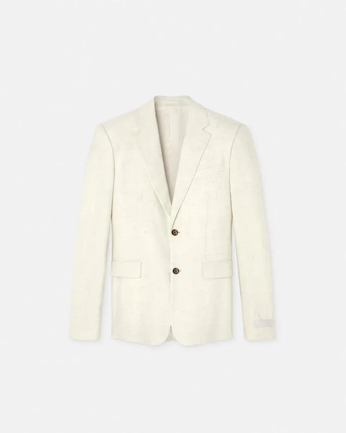 Barocco Sea SilkBlend Malfil Blazer Blueprint Men Versace Blazers and Suits