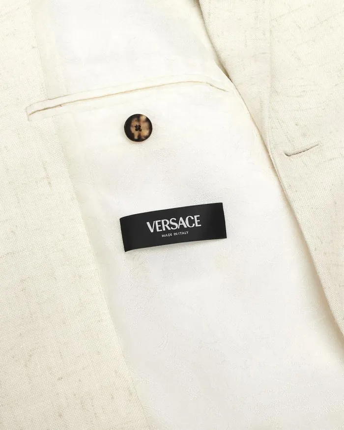 Barocco Sea SilkBlend Malfil Blazer Blueprint Men Versace Blazers and Suits