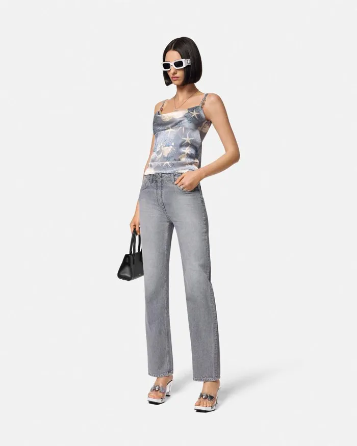 Barocco Sea Silk Cowl Camisole Top Blueprint Women Versace Shirts and Tops