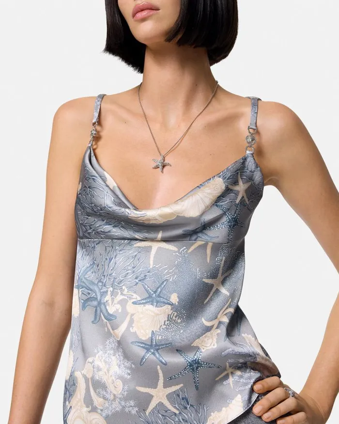 Barocco Sea Silk Cowl Camisole Top Blueprint Women Versace Shirts and Tops