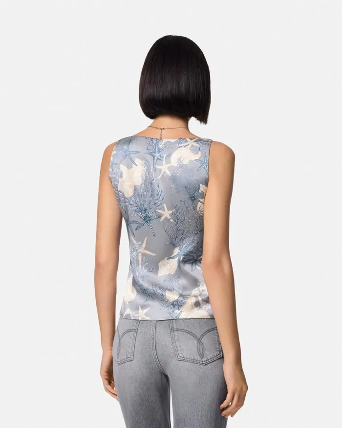 Barocco Sea Silk Cowl Camisole Top Blueprint Women Versace Shirts and Tops