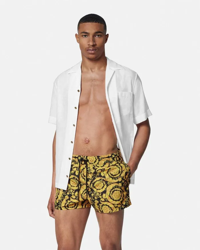 Barocco Swim Shorts Print Men Versace Swimwear