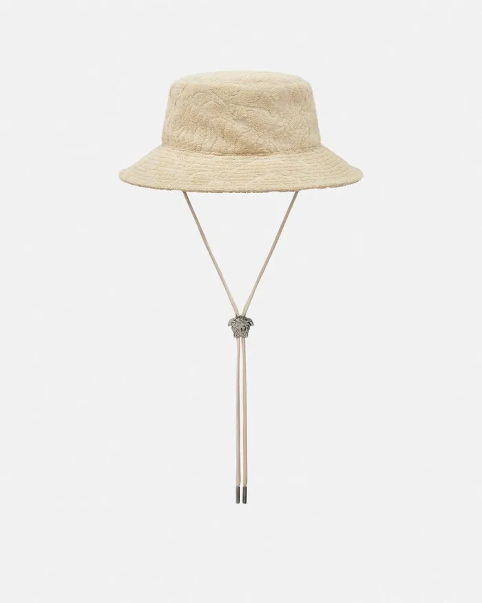 Barocco Towel Bucket Hat Beige WomenMen Versace Hats and Caps