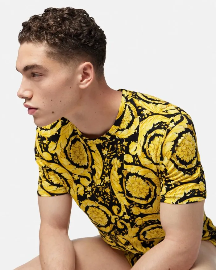 Barocco Undershirt Black Men Versace Loungewear and Pajamas