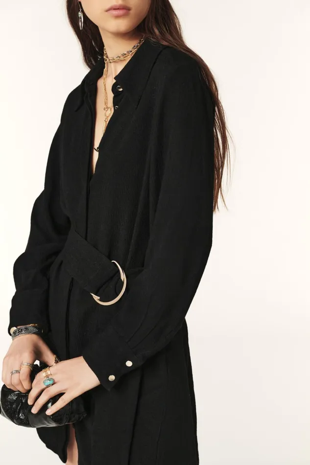 Belted Tunic Dress Ulae Black Women Baandsh Dresses