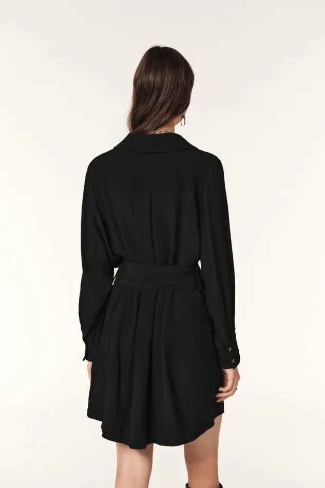 Belted Tunic Dress Ulae Black Women Baandsh Dresses