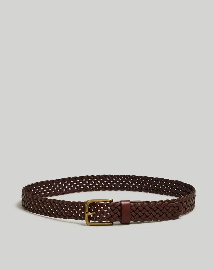 Belts Men Madewell Woven Leather Belt Rich Brown