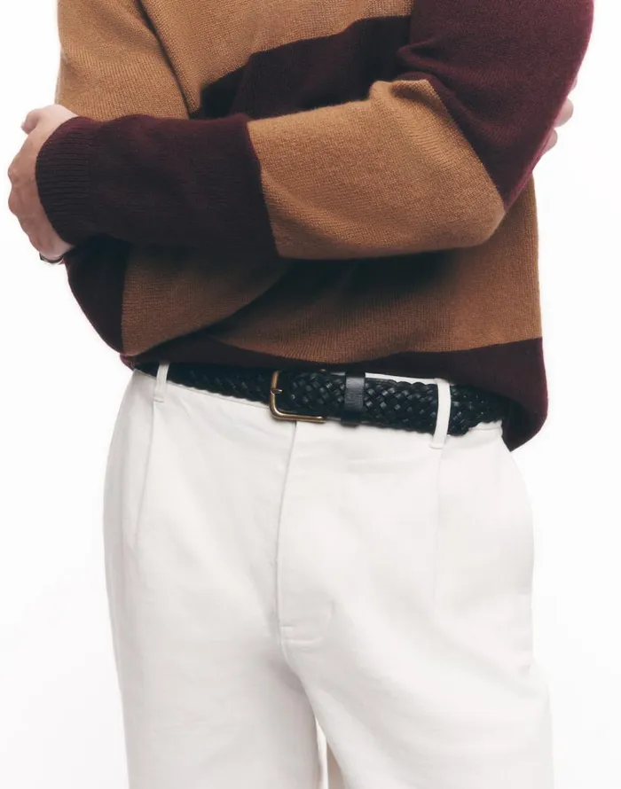 Belts Men Madewell Woven Leather Belt Rich Brown