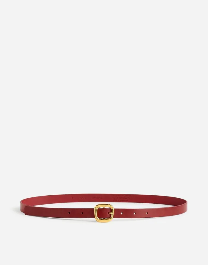 Belts Women Madewell Sculptural Buckle Leather Skinny Belt Bright Ember