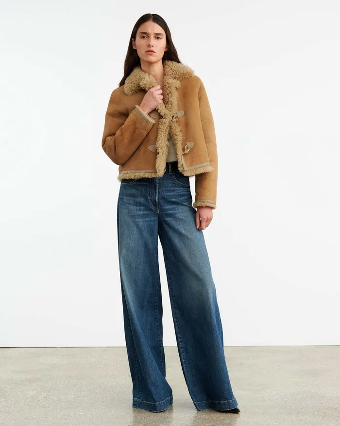BENOITE SHEARLING JACKET Camel Women Nili Lotan Coats and Outerwear