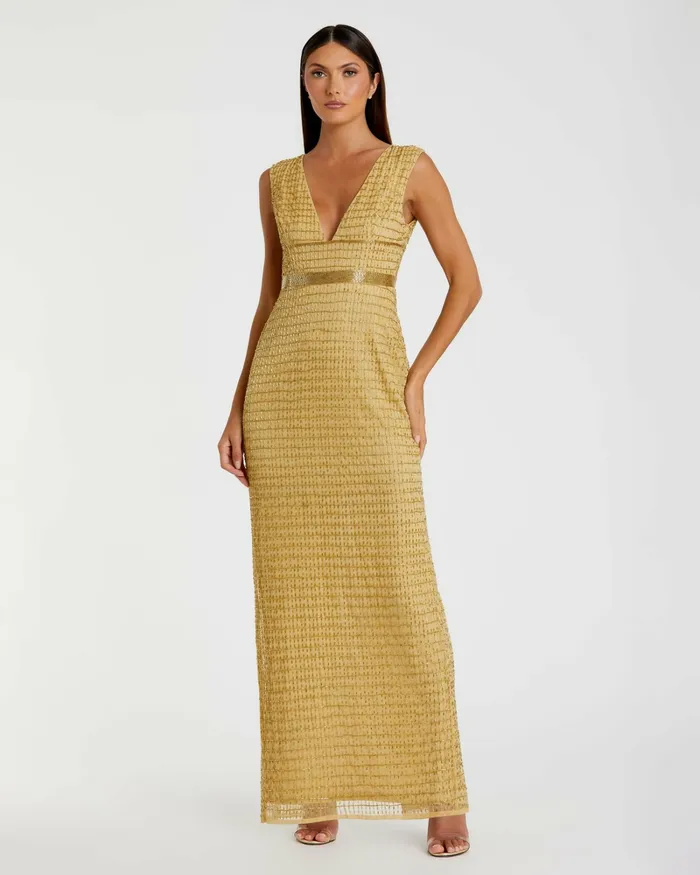 Best Sellers Gold Beaded Cap Sleeve V Neck Column Gown Gold 8211 Mac Duggal Women Best Sellers Gold Beaded Cap Sleeve V Neck Column Gown Gold 8211 Mac Duggal Women