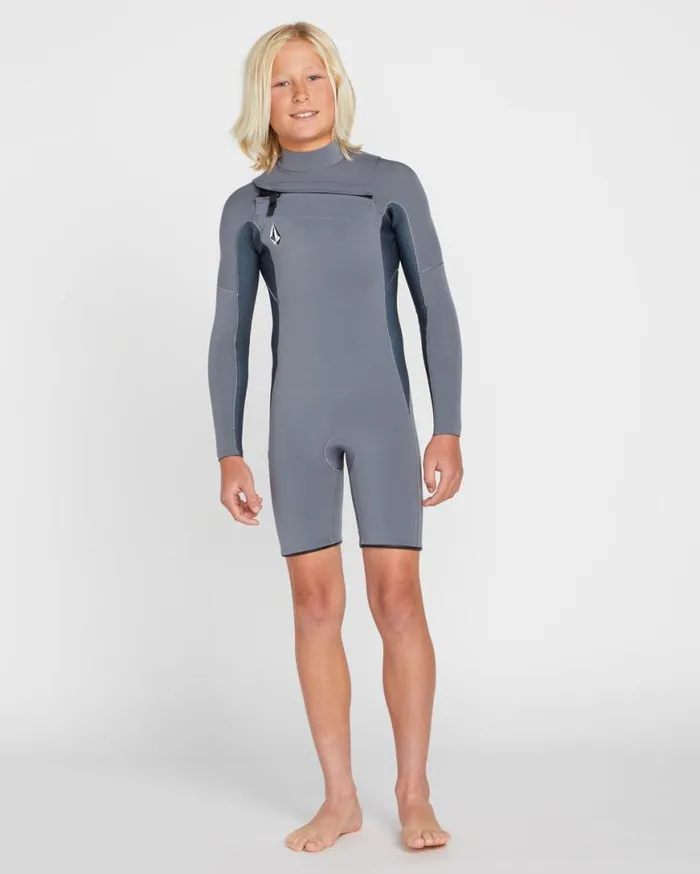 Big Boys Modulator 2mm Chest Zip Long Sleeve Springsuit 8211 Charcoal Kids Volcom Wetsuits