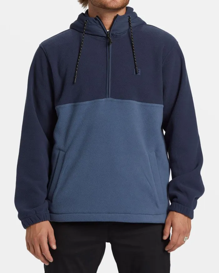 Billabong ADiv Boundary Hooded HalfZip Pullover Dusty Navy Mens Hoodies and Fleece