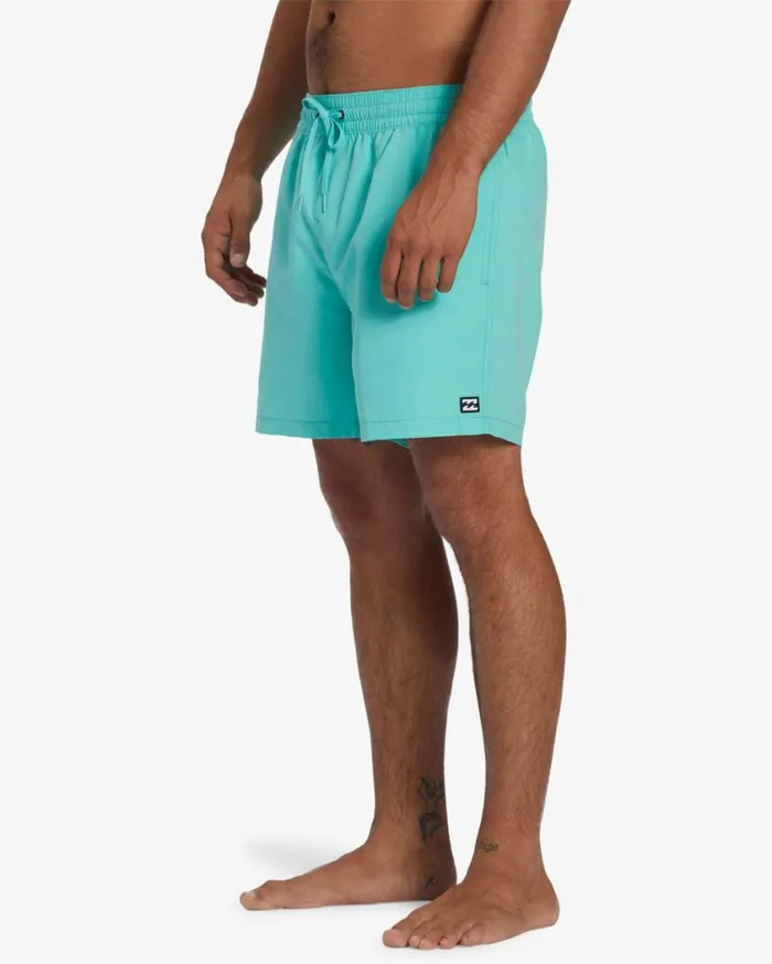 Billabong All Day Layback 16034 Elastic Waist Shorts Poolside Blue Mens Layback Boardshorts
