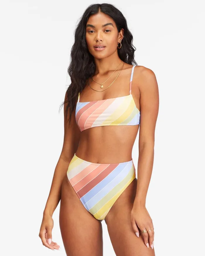 Billabong Brighter Daze Square Ruched Bralette Bikini Top Multi Womens Bikinis Billabong Brighter Daze Square Ruched Bralette Bikini Top Multi Womens Bikinis