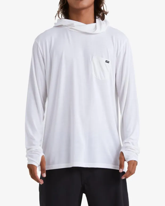 Billabong Eclipse Hooded Long Sleeve Surf TShirt White Mens Knits