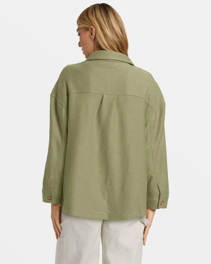 Billabong Everytime Oversized Shacket Avocado Womens Sweatshirts and Fleece Billabong Everytime Oversized Shacket Avocado Womens Sweatshirts and Fleece