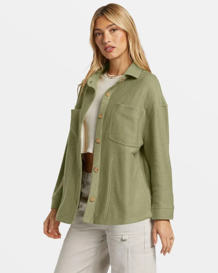 Billabong Everytime Oversized Shacket Avocado Womens Sweatshirts and Fleece Billabong Everytime Oversized Shacket Avocado Womens Sweatshirts and Fleece