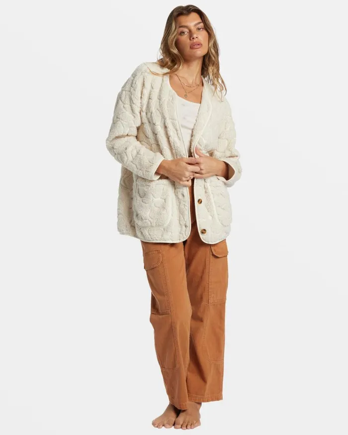 Billabong Fireside Cozy Buttoned Fleece Jacket White Cap Womens Sweatshirts and Fleece Billabong Fireside Cozy Buttoned Fleece Jacket White Cap Womens Sweatshirts and Fleece