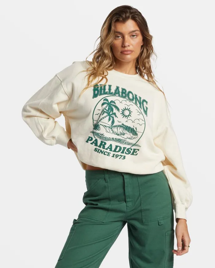 Billabong Fresh Take Pullover Sweatshirt White Cap Womens Sweatshirts and Fleece
