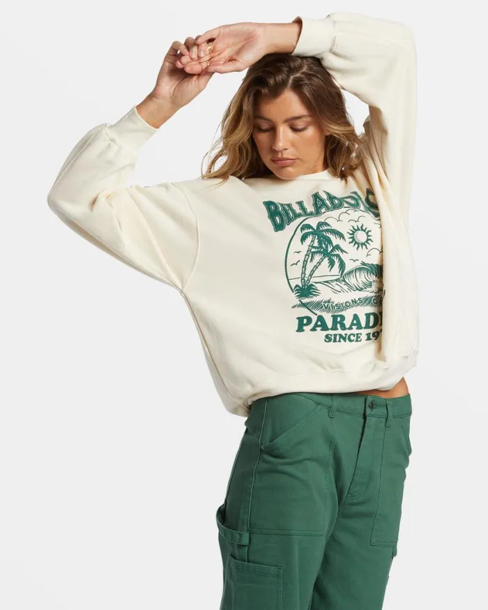 Billabong Fresh Take Pullover Sweatshirt White Cap Womens Sweatshirts and Fleece