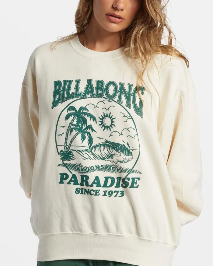 Billabong Fresh Take Pullover Sweatshirt White Cap Womens Sweatshirts and Fleece