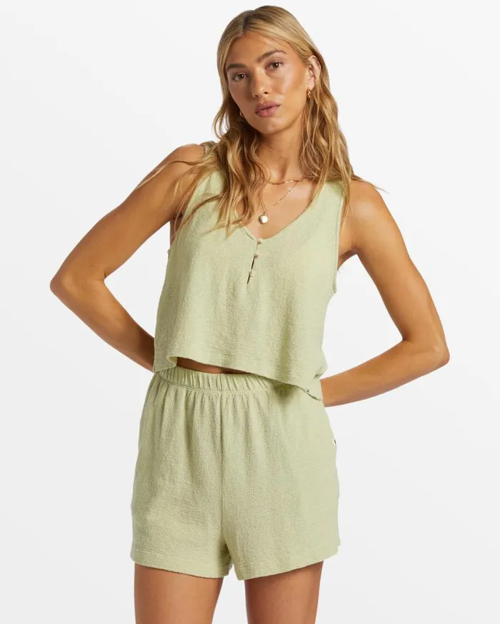 Billabong Harbor Boxy Tank Top Light Avocado Womens Tops