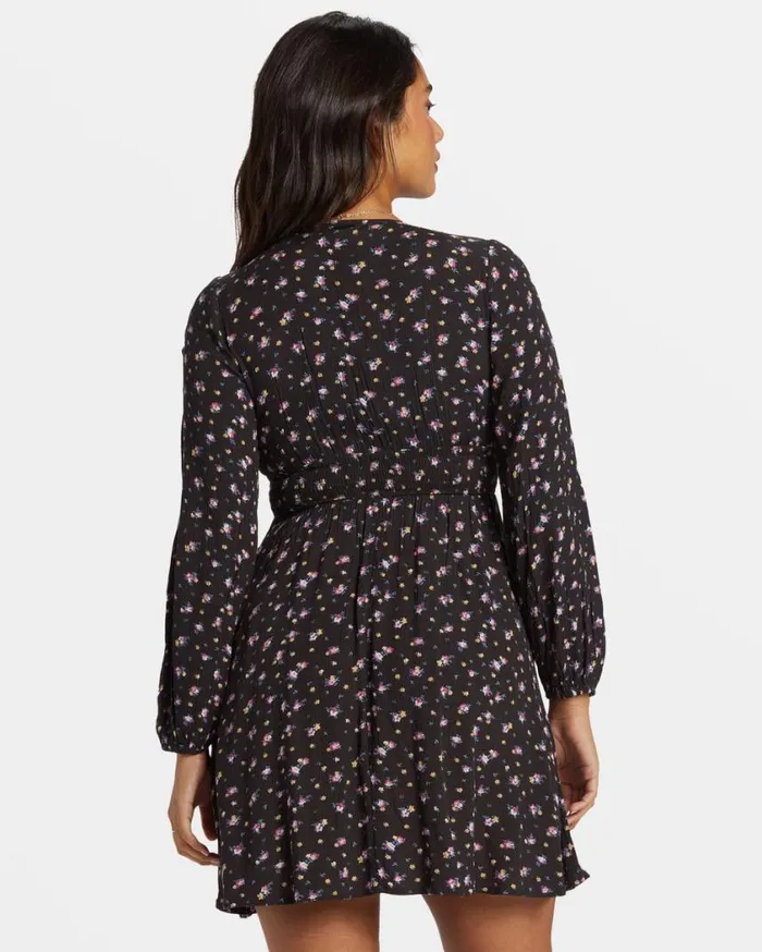 Billabong In Ur Dreams LongSleeve Mini Dress Black Sands Womens Dresses