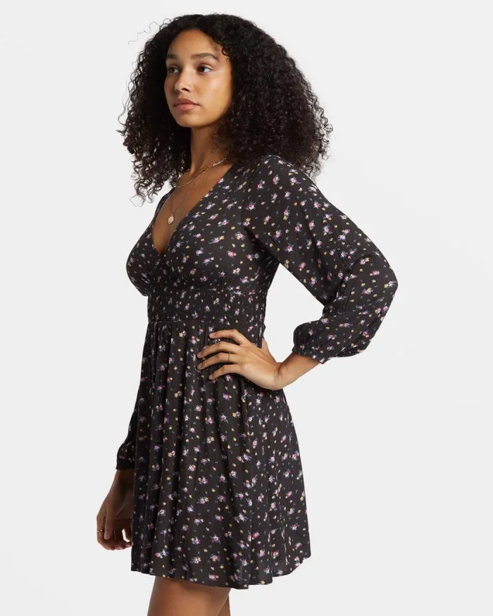 Billabong In Ur Dreams LongSleeve Mini Dress Black Sands Womens Dresses