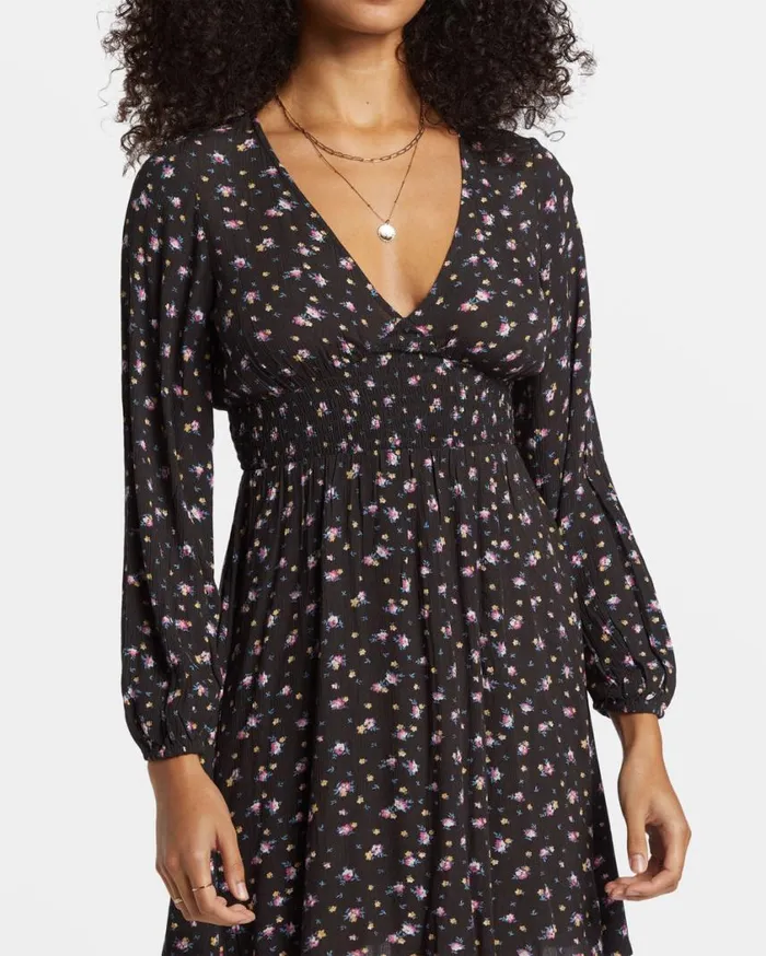 Billabong In Ur Dreams LongSleeve Mini Dress Black Sands Womens Dresses