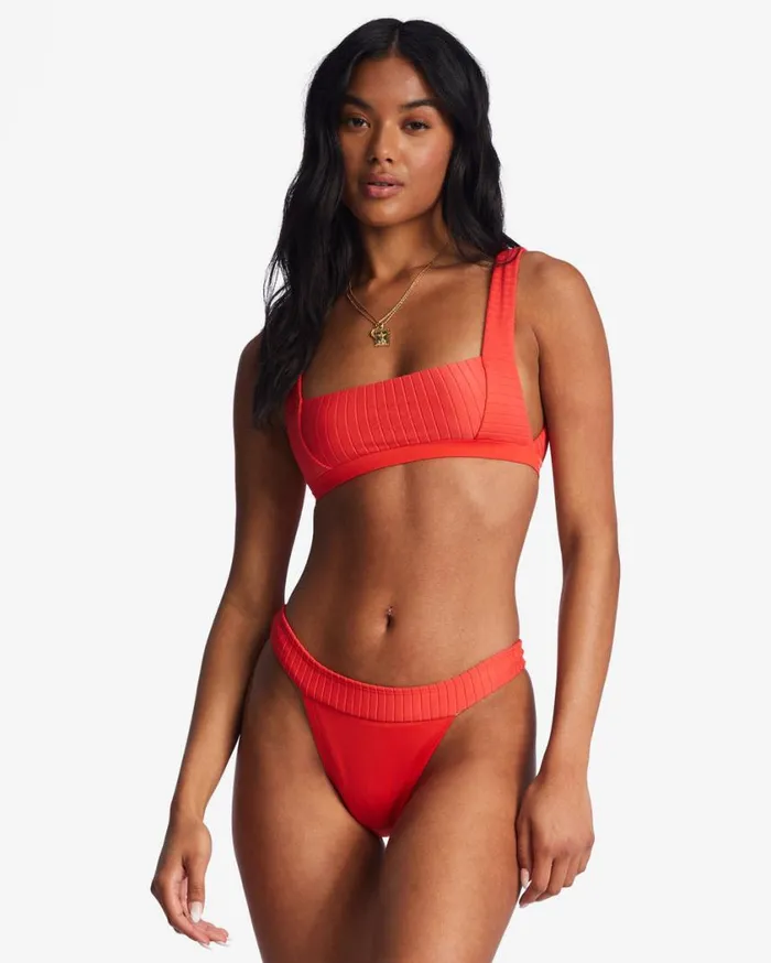 Billabong Lined Up Tank Bikini Top Bright Poppy Womens Bikini Tops