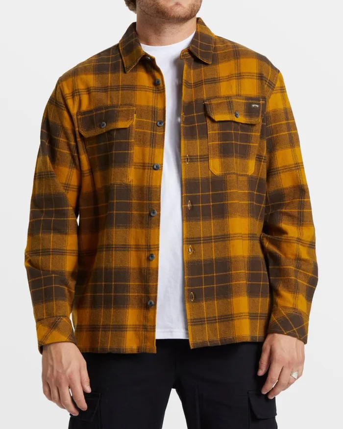 Billabong Offshore Long Sleeve Flannel Shirt Dijon Mens Shirts