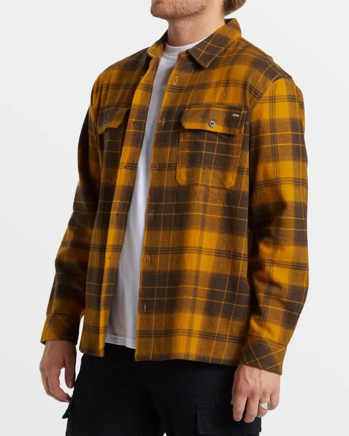 Billabong Offshore Long Sleeve Flannel Shirt Dijon Mens Shirts Billabong Offshore Long Sleeve Flannel Shirt Dijon Mens Shirts