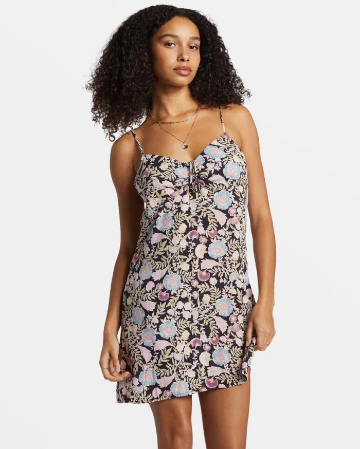 Billabong Sun Chaser Mini Slip Dress Black Sands Womens Dresses