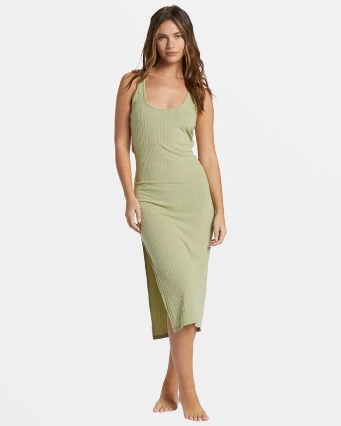 Billabong Take A Look Rib Knit Dress Avocado Womens Dresses