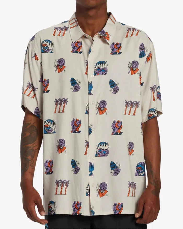 Billabong Turn The Tide Woven Shirt Stone Mens Shirts