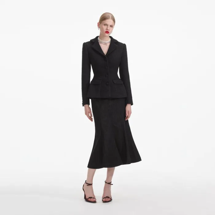 Black Boucle Jacket Women Self Portrait Outerwear