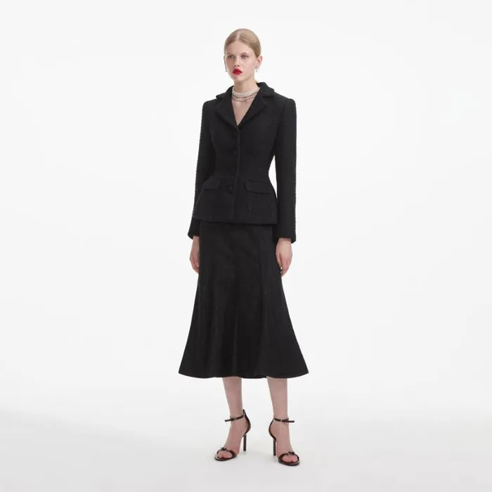 Black Boucle Jacket Women Self Portrait Outerwear