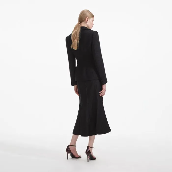 Black Boucle Jacket Women Self Portrait Outerwear