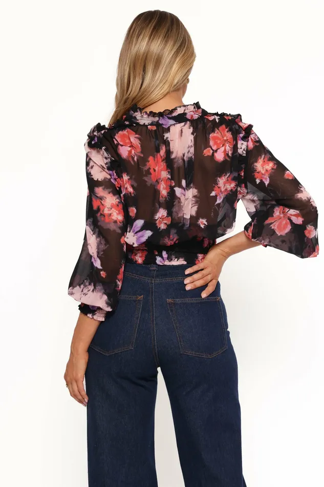 Blouses and Shirts Petal and Pup Women Cody Top Black Blurred Floral