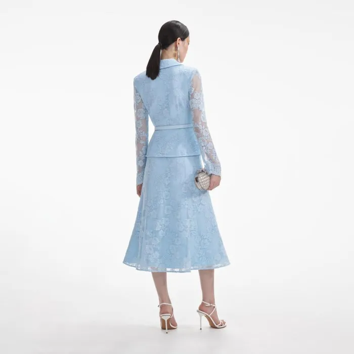 Blue Lace Tailored Midi Dress Women Self Portrait Dresses Blue Lace Tailored Midi Dress Women Self Portrait Dresses