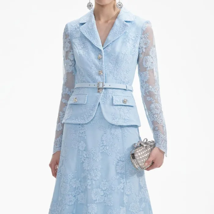 Blue Lace Tailored Midi Dress Women Self Portrait Dresses Blue Lace Tailored Midi Dress Women Self Portrait Dresses
