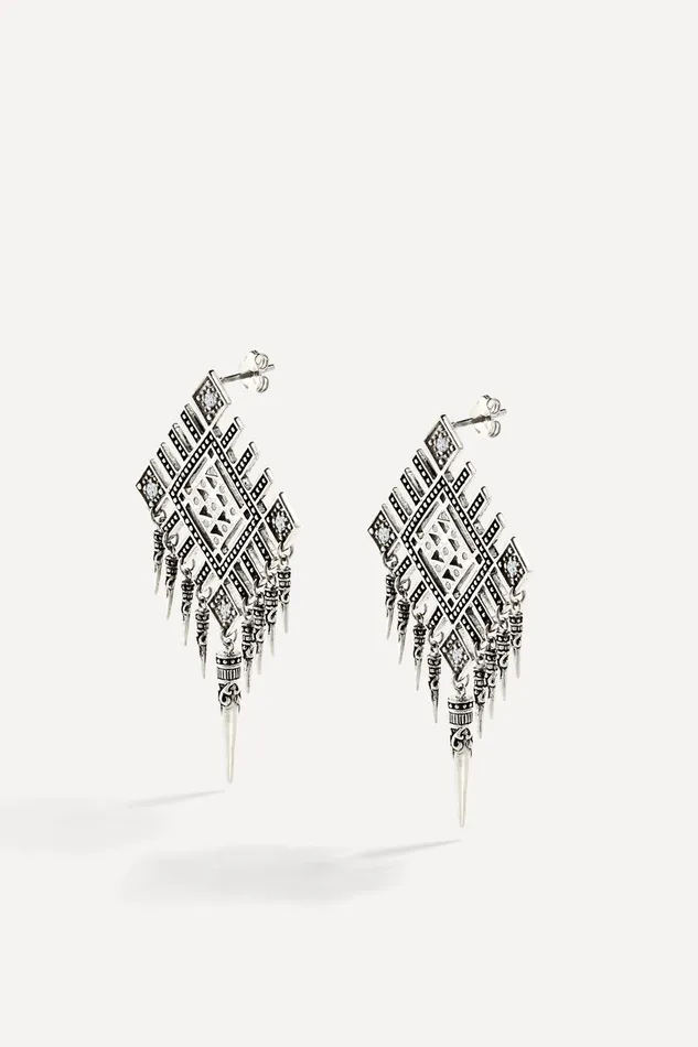 Boho Earrings MaxiPunk Gray Women Baandsh Jewelry