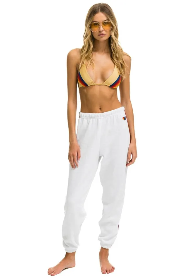 Bolt Stripe Sweatpants 8211 White Women Aviator Nation Sweatpants